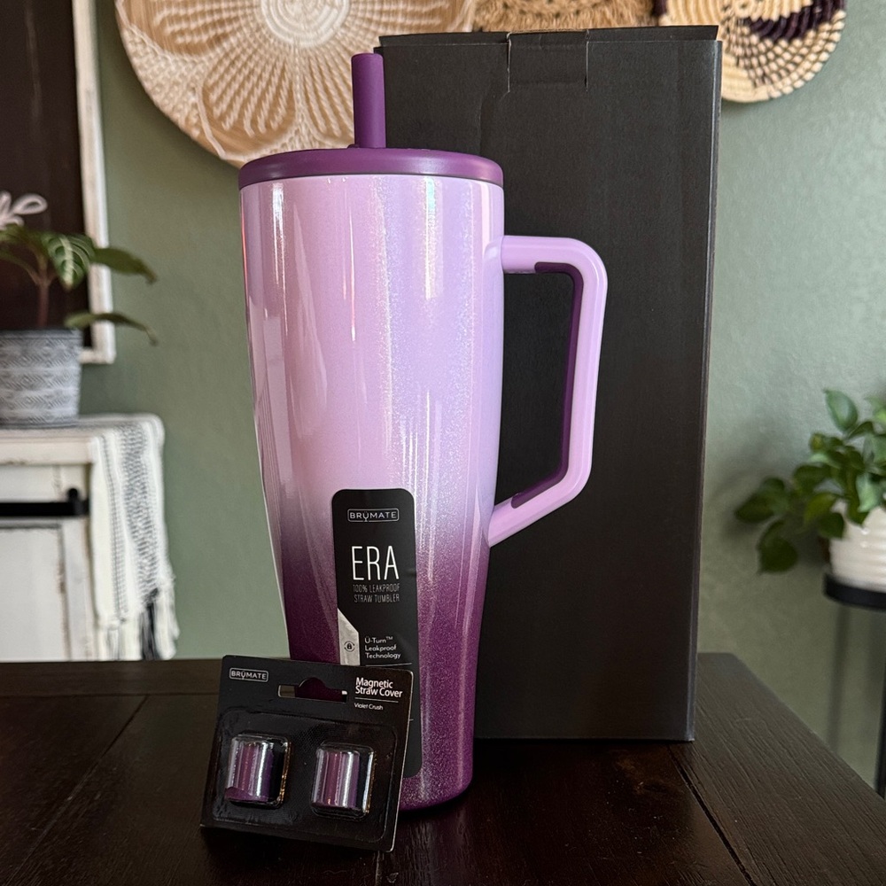BruMate Era 40oz in Violet Crush with straw covers! New! Limited Edition!